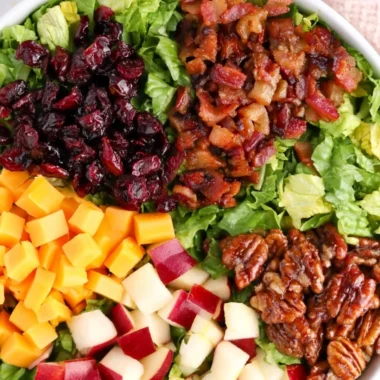 Cozy autumn chopped salad with seasonal vegetables and flavors