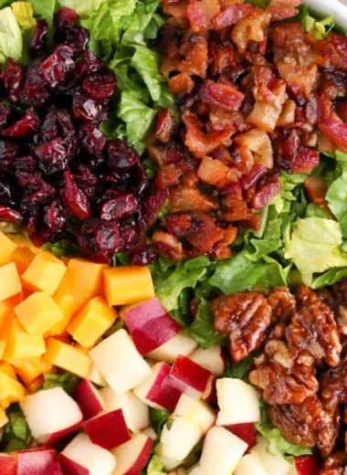 Cozy autumn chopped salad with seasonal vegetables and flavors