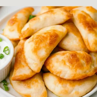 Air fryer frozen pierogies cooked to crispy perfection