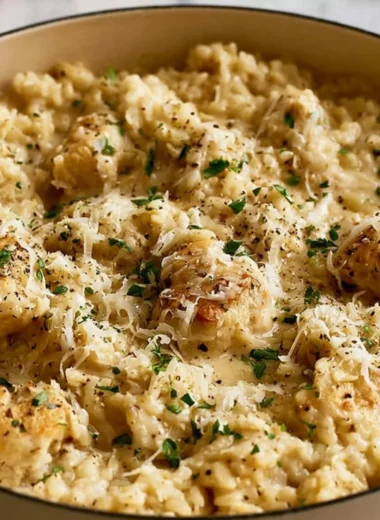 Classic Garlic Parmesan Chicken served with rice for a wholesome meal
