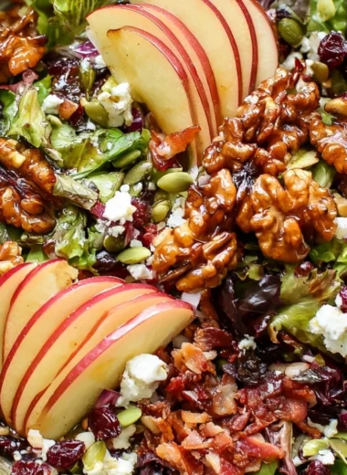 Cozy apple walnut salad with fresh apples, walnuts, and greens