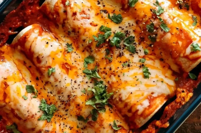 Delicious cozy bean and cheese enchiladas served with fresh toppings