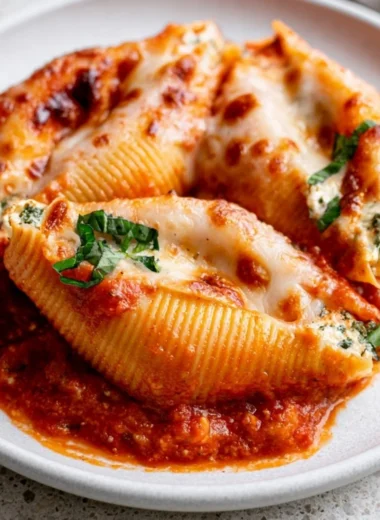 Cozy cottage cheese stuffed shells ready to serve