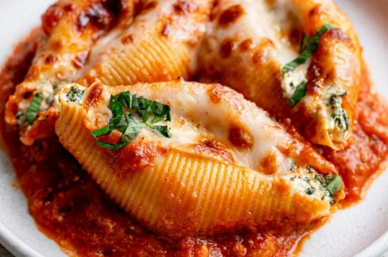 Cozy cottage cheese stuffed shells ready to serve