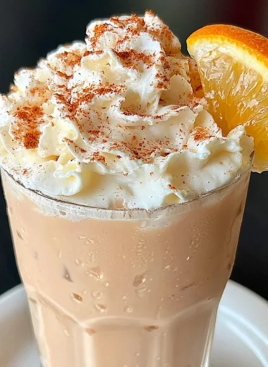 Creamy and aromatic cozy orange cinnamon milk tea in a cup