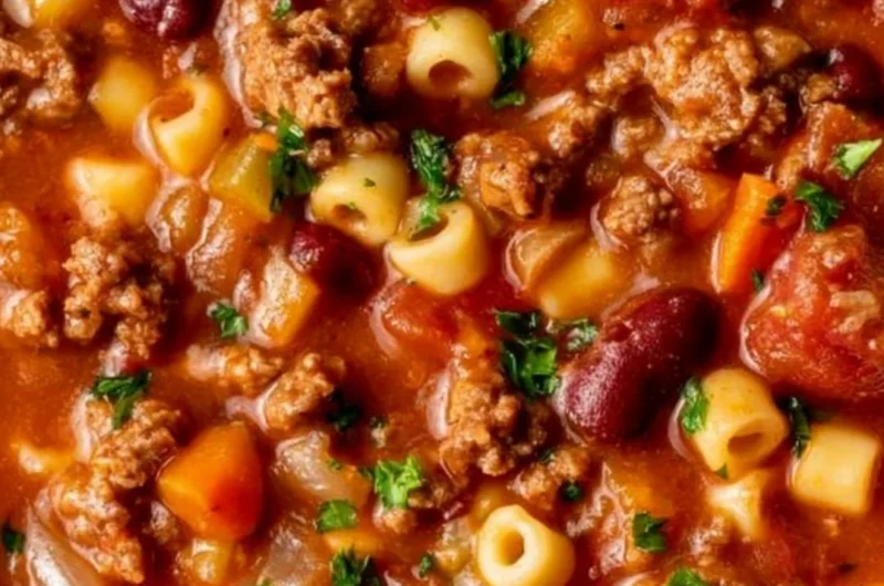 Bowl of cozy pasta and beans recipe, perfect for a comforting meal.