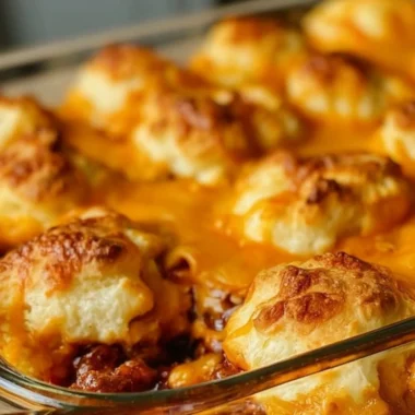 Sloppy Joes Biscuits served on a plate with garnish