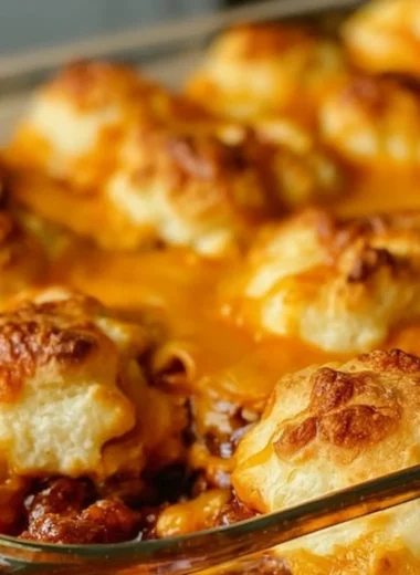 Sloppy Joes Biscuits served on a plate with garnish
