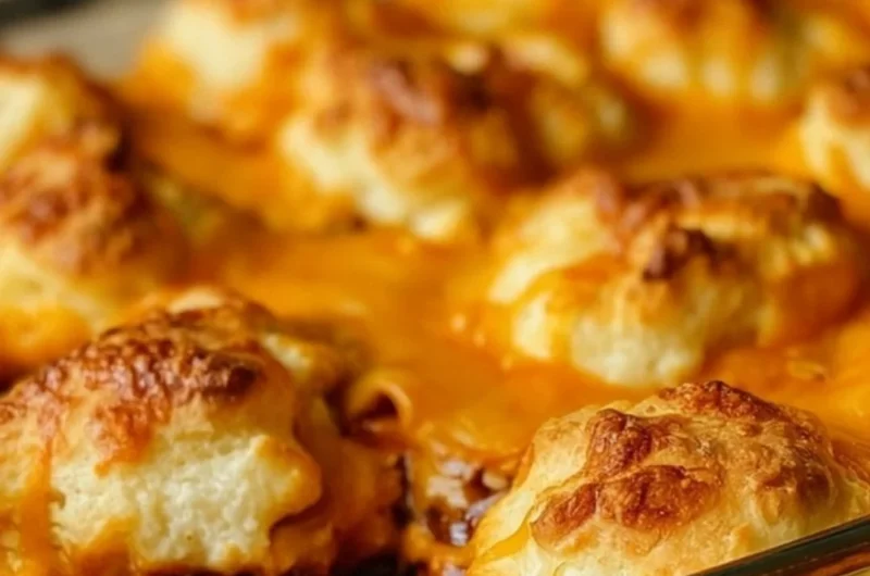 Sloppy Joes Biscuits served on a plate with garnish